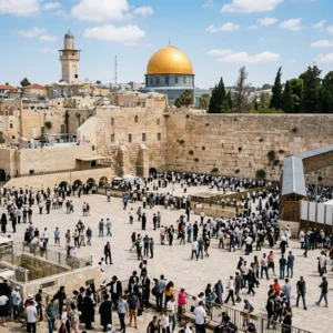 תמונה פנורמית יפהפייה של אחת מהאטרקציות המרכזיות בעיר כשהיא מלאה במבקרים