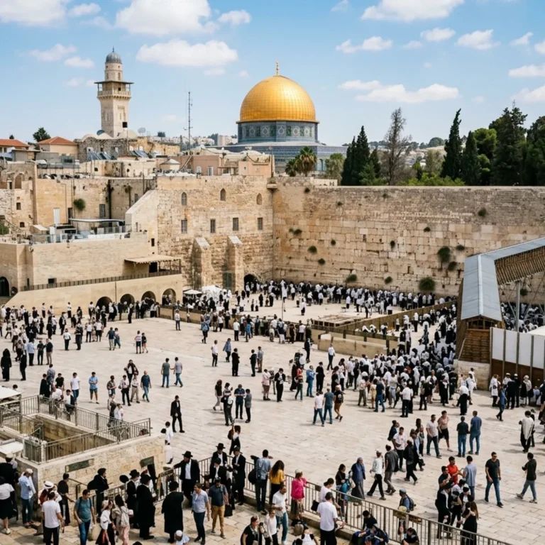 תמונה פנורמית יפהפייה של אחת מהאטרקציות המרכזיות בעיר כשהיא מלאה במבקרים