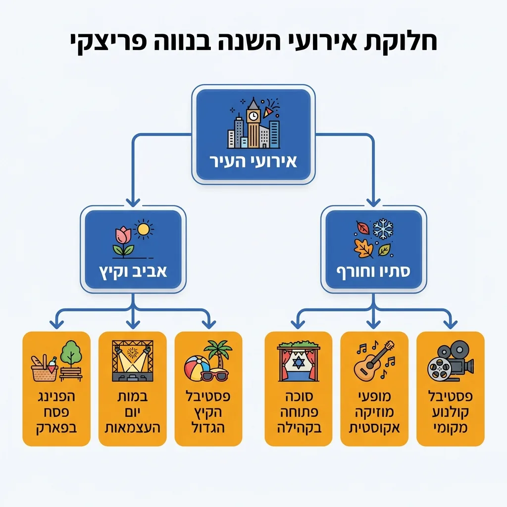 אינפוגרפיקה — חלוקת אירועי השנה בנווה פריצקי: אירועי העיר