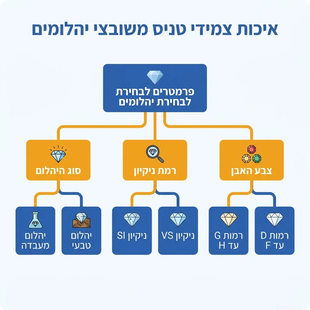 אינפוגרפיקה — איכות צמידי טניס משובצי יהלומים: פרמטרים לבחירת יהלומים