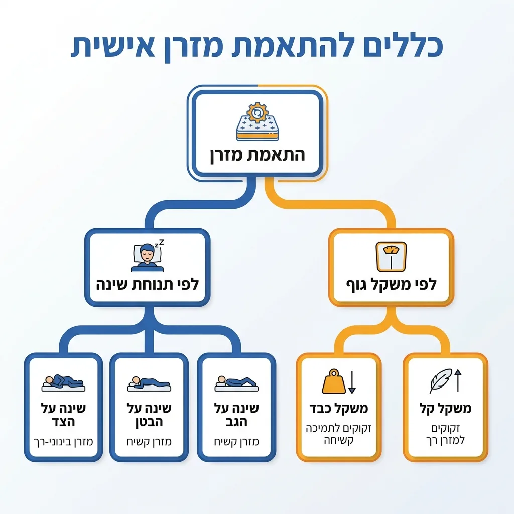 אינפוגרפיקה — כללים להתאמת מזרן אישית: התאמת מזרן