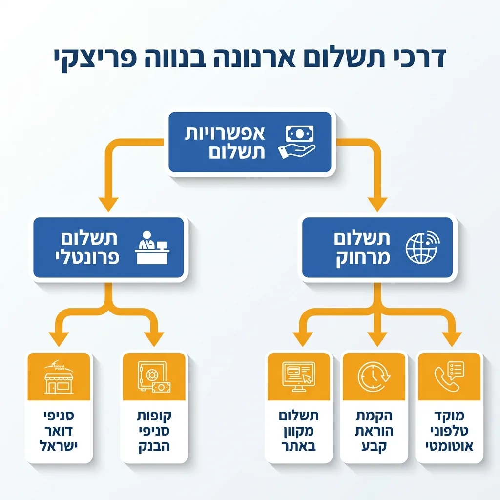 אינפוגרפיקה — דרכי תשלום ארנונה בנווה פריצקי: אפשרויות תשלום
