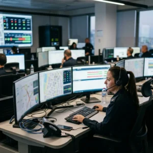 צילום מתוך חמ"ל המוקד העירוני בו מוקדנים עונים לשיחות מול מסכים